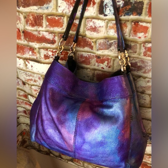 Coach Madison Metallic Multi Color Leather Satchel Shoulder Bag 13. X 6. X 11 - Picture 14 of 15